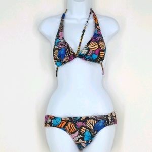 Butterfly Stone Gem Bead Purple Bikini Set Swim Beach Vacation Small Medium